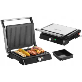    Контакт, панини, сгъваема електрическа скара Transa Electronics GrillChef сребрист/сив 2200 W