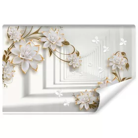   Фототапет 3D цветя тунел дълбочина хол 270x405