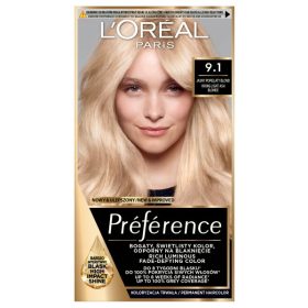   L'Oreal Paris Preference трайна боя за коса 9.1 Oslo Light Ash Blonde с грижовен балсам с UV филтър и производно на витамин Е