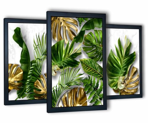 Изображение - 3 картини в хола Tropical Monstera 2 130x63