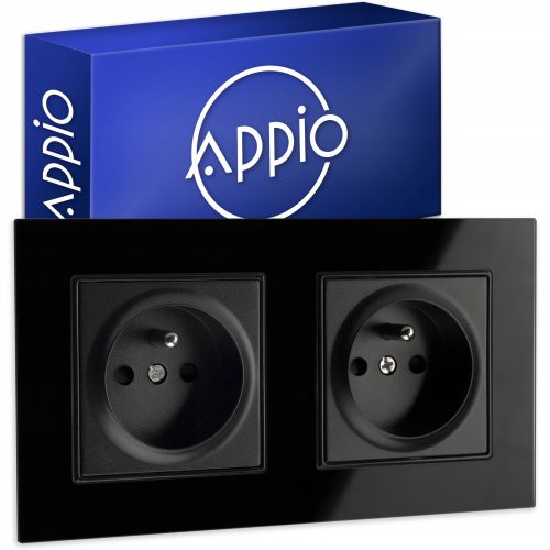 Стенен електрически контакт APPIO DLED, черен