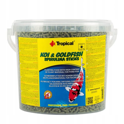  Храна под формата на Tropical Koi & Goldfish Spirulina Sticks 430гр