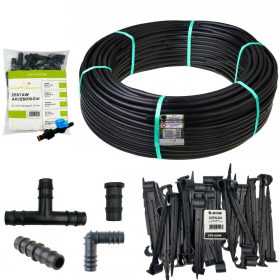   Капково напояване - Капкова линия 16мм 100м с компенсация 137 аксесоари