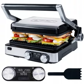    Контактна, панини, сгъваема електрическа скара Yoer Panino EG02S сребристо/сиво 2000 W