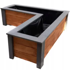    Саксия за цветя Panelsite 108 см х 40 х 32 см дървесни нюанси на кафяво и бежово, нюанси на сиво и сребристо