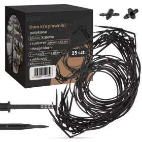    Ъглов капкообразуващ капкообразувател ДВОЙЕН ЩИФТОВ МАРКУЧ 50 cm Емитер за напояване