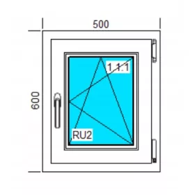 PVC ДОГРАМА 500x600 RU БЯЛА ДЯСНА