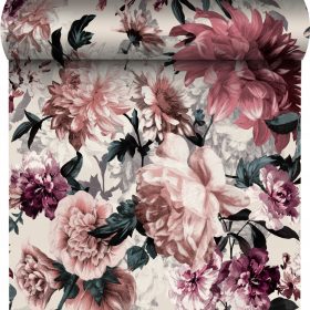    Тапети за стена с цветя и листа, пудра РОЗОВА плоча