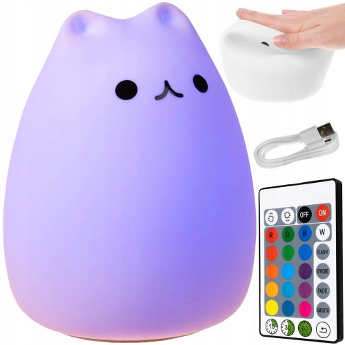  LED нощна лампа за деца Cat RGB + Дистанционно управление