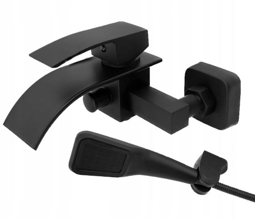 Стенен смесител за вана и душ Granitan ELVA BATH BLACK, черен