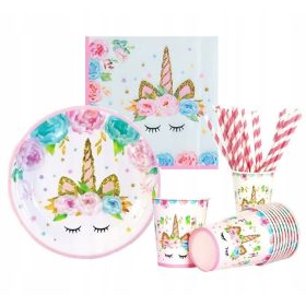  Съдове за еднократна употреба - ЧИНИИ, ЧАШИ, ЕДНОРОГ Комплект ЕДНОРОГ