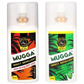    Спрей против комари и кърлежи Mugga Deet 50% 75 ml + ЗА КОМАРИ И КЪРЛЕЖИ ЗА ДЕЦА MUGGA SPRAY 9.5 DEET