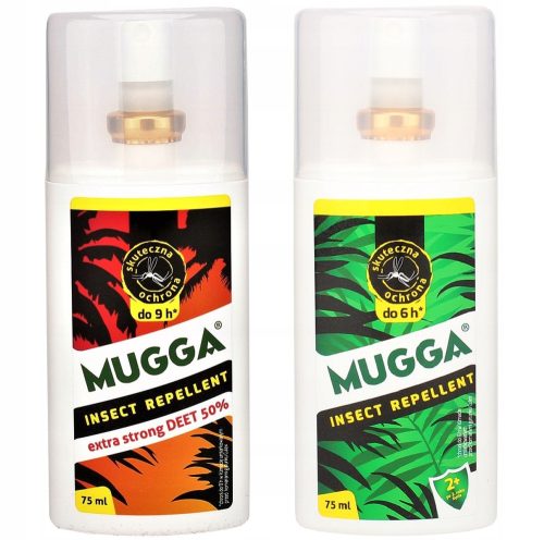  Спрей против комари и кърлежи Mugga Deet 50% 75 ml + ЗА КОМАРИ И КЪРЛЕЖИ ЗА ДЕЦА MUGGA SPRAY 9.5 DEET