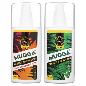    Mugga спрей против насекоми 75 ml 104 g + Mugga екстра силен репелент против насекоми 50% DEET 75 ml