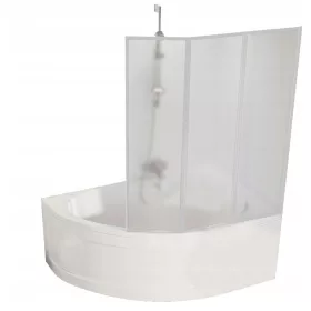   Параван за вана от три части Red Shark 120 х 139 см, млечен