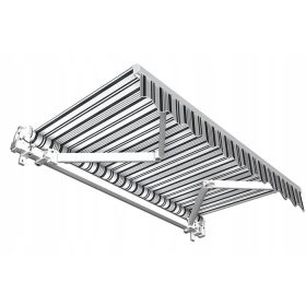    Сенник за балкон и тераса 300 х 200 см бял, нюанси на жълто, многоцветен