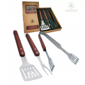    Комплект грил Laguiole от 3 части, дървена дръжка, барбекю