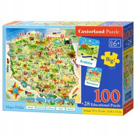    Пъзел Castorland Puzzle 100 части Карта на Полша E142