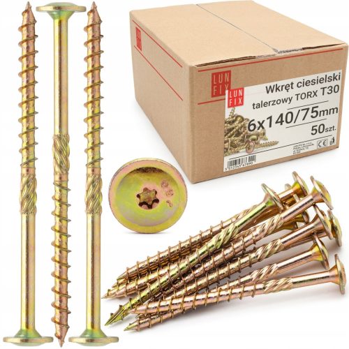 Дърводелски винт 6х140 диск TORX 50 бр.
