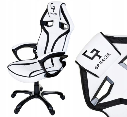  Геймърски стол Giosedio GP RACER GPR024, бяла еко кожа