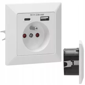   Електрически контакт USB стенен Орно бял