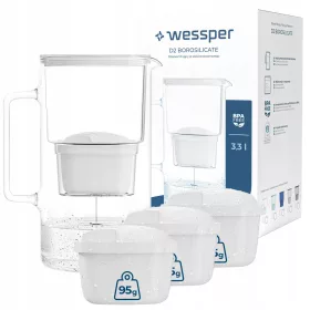    Wessper D2 боросиликатна филтърна кана Aquamax 3,3 л бяла