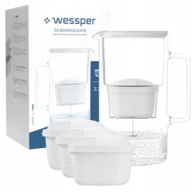    Wessper D2 Borosilicate Aquamax + Aquaflow Maxi филтърна кана 3,3 л бяла