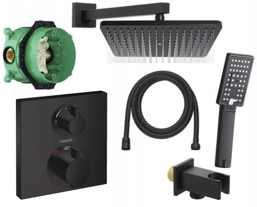 Стенен смесител за вана и душ Hansgrohe Ecostat, черен