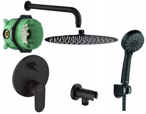 Черен смесител за вана и душ Hansgrohe Vernis Shape