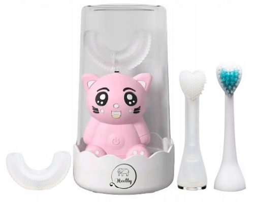  Heelly Детска звукова четка за зъби Pink Kitty 4 глави 360