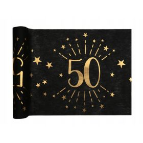   Покривка, пътека - Пътека за маса, черна, златиста, 500 х 30 см