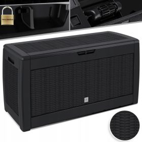   Градинска кутия за съхранение - Пластмасов градински сандък, 310 л, черен