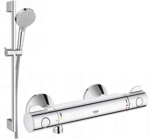 Видим душ комплект Hansgrohe Vernis Blend + хромиран душ кран Grohe Grohtherm 800