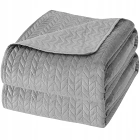  Одеяло - Кувертюра Needle and Thread, кадифе, 240 см x 220 см, нюанси на сивото, сребристо