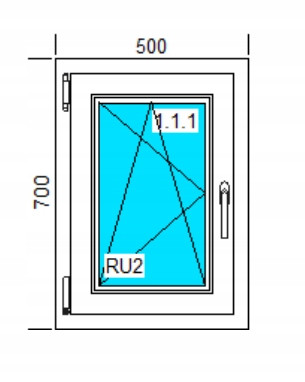 PVC ДОГРАМА 500x700 RU БЯЛА ЛЯВА