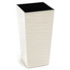    Ламела саксия 57 см х 30 х 57 см диаметър 30 см пластмаса кремава