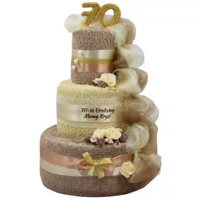   Комплект кърпи - Торта от кърпа ПОДАРЪК за годишнина от сватба Рожден ден