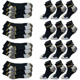   12x работни чорапи WORK EKO SHORT, здрави, дълги до глезена, полски хавлиен плат