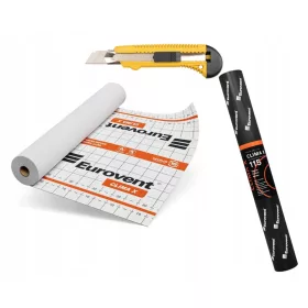   Пароизолационно фолио Eurovent 50 x 1,5 x 0,5 mm 115 g/m² + НОЖ СЪС СЧУПЕНО ОСТРИЕ 18MM УНИВЕРСАЛЕН