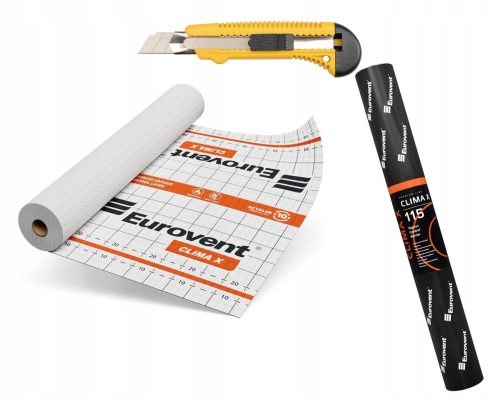 Пароизолационно фолио Eurovent 50 x 1,5 x 0,5 mm 115 g/m² + НОЖ СЪС СЧУПЕНО ОСТРИЕ 18MM УНИВЕРСАЛЕН