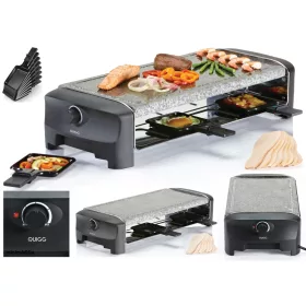    QUIGG STONE PLATE Raclette 8 тигана STONE & GRILL Party 1300W 8 души
