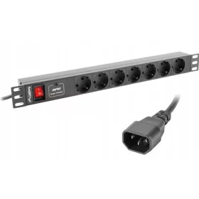    Разклонител Lanberg за RACK 1U 10A PDU 7x Schuko 2m Черен