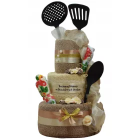   Комплект кърпи - Торта от кърпа ПОДАРЪК за рожден ден годишнина от сватба