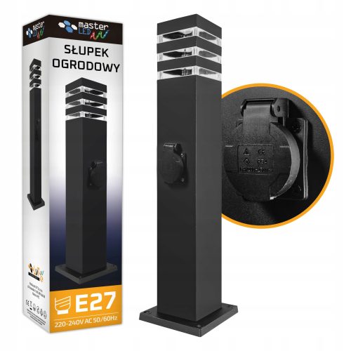  Квадратен стълб за осветление NNLED E27 60см черен