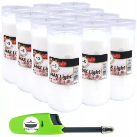   12× Парафинова вложка за свещи Maxlight 16 см + Прибираща се запалка безплатно!