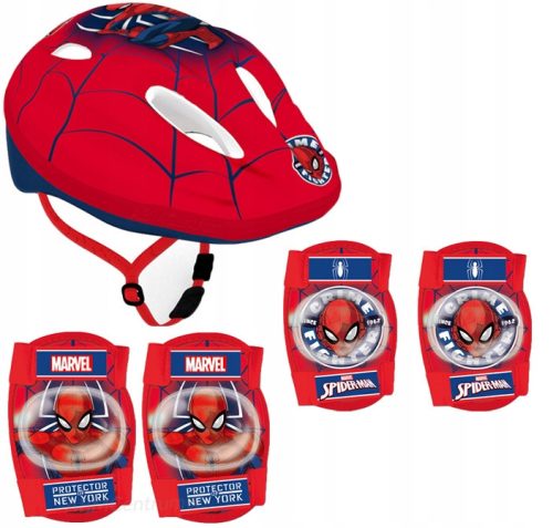  Spider-Man Seven 9057 червена велосипедна каска + комплекти протектори Marvel 9063 универсални