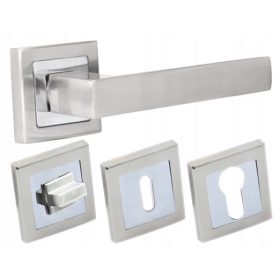   Вътрешна дръжка Ambition Къса, Квадратна плоча, Задна плоча с ключалка за тоалетна, Задна плоча с отвор за ключ, Задна плоча с отвор за вложка