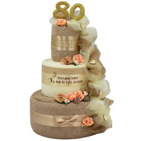   Комплект кърпи - ТОРТА кърпи ПОДАРЪК за рожден ден на баба 60 70 80