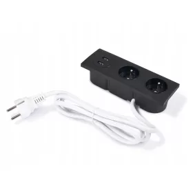   Фасунга, Ел. разклонител, USB плот черен