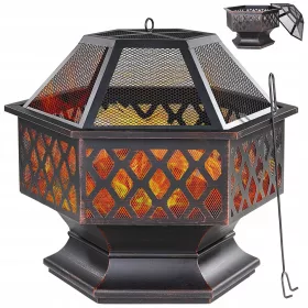    Стоманена камина Gardebruk Fire Bowl Fire Basket Steel